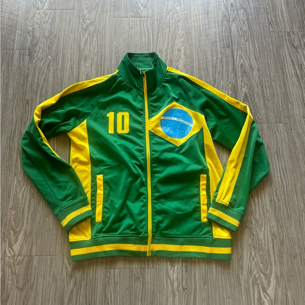 Brazil Number 10 Football Soccer Jacket Green S World Cup Edition